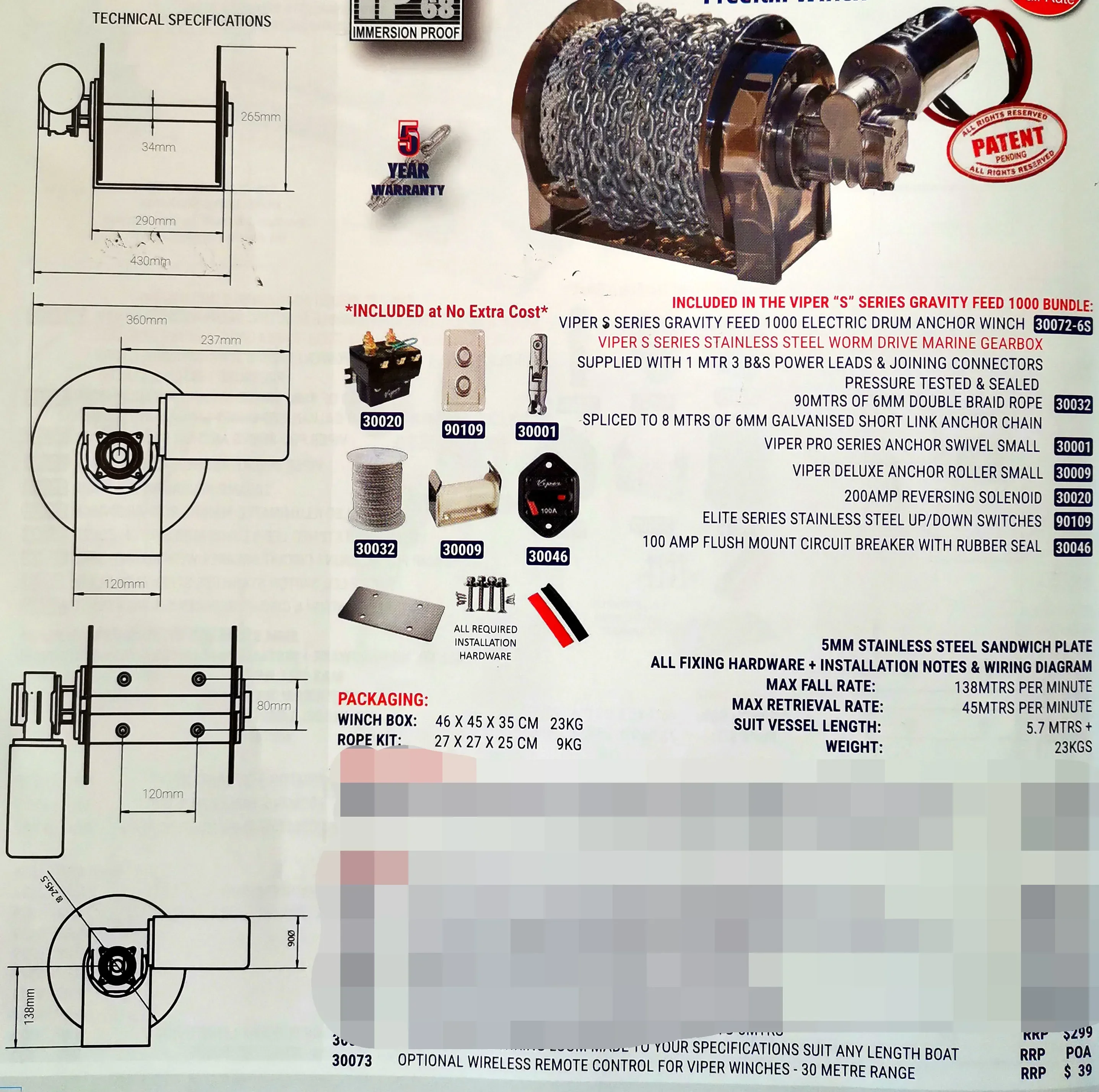 Marine Equipment 1000W 316 Sta – Fishing Boat Anchor Winch Bewertung und Preis
