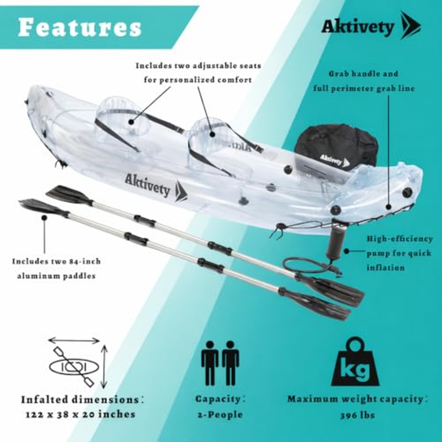 Clear Kayak for Two Adults - T – Fishing Boat Paddle Bewertung und Preis