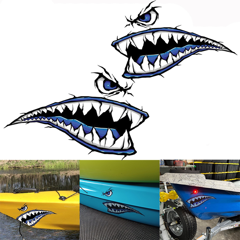 2PCS Shark Teeth Mouth Boat St – Fishing Boat Trailer Bewertung und Preis